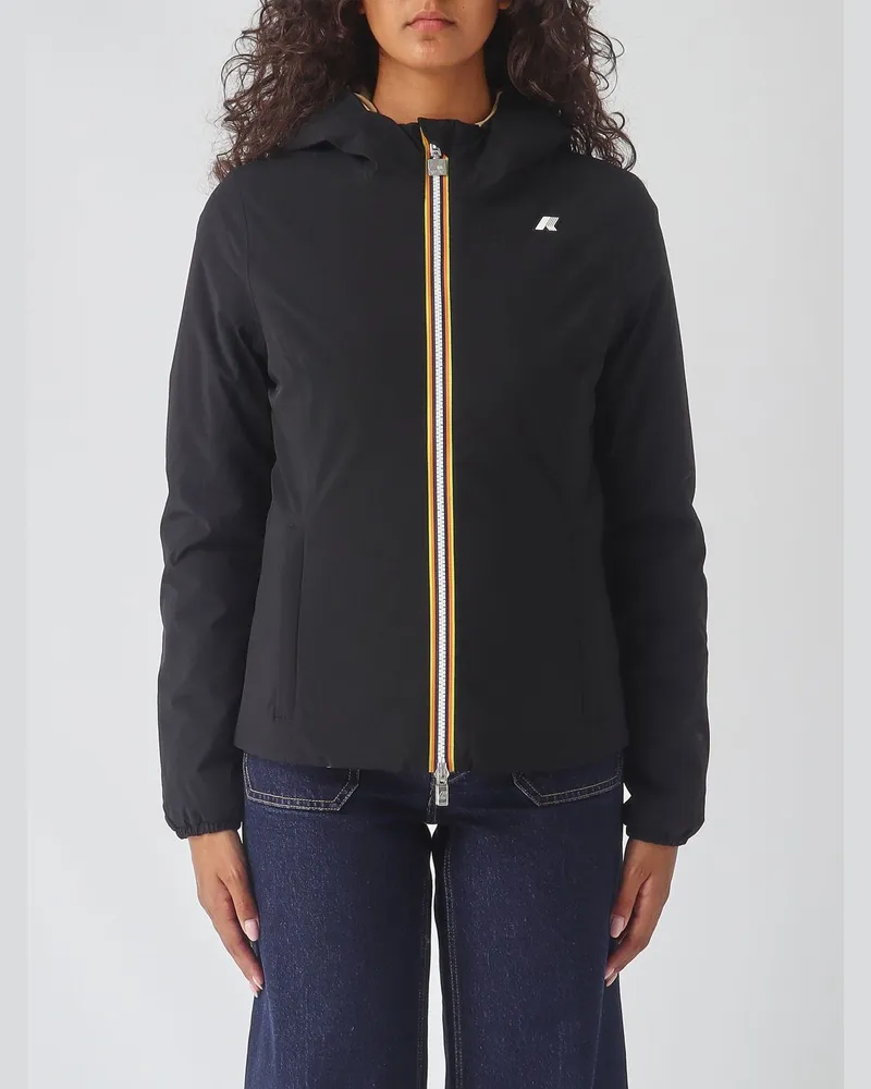 K-Way Kurze Wende-Windjacke Lily mit Kapuze und Kontrastlogo Beige