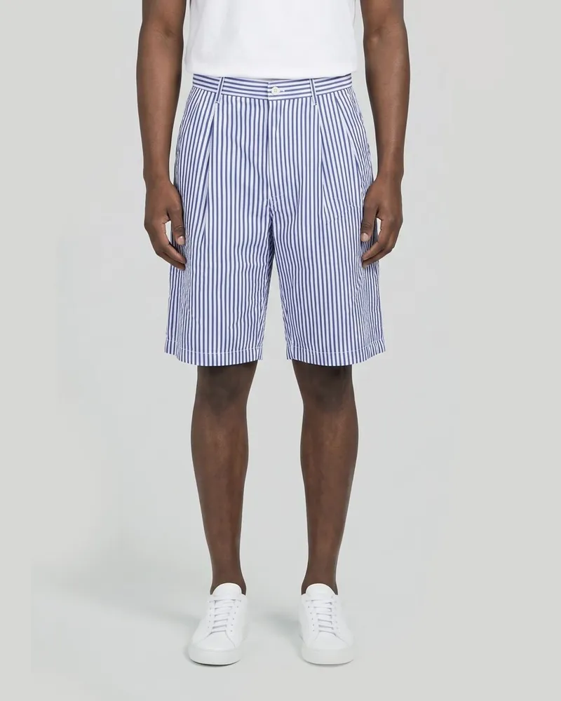 Comme des Garçons Gestreifte Baumwoll-Chino-Shorts Weiß