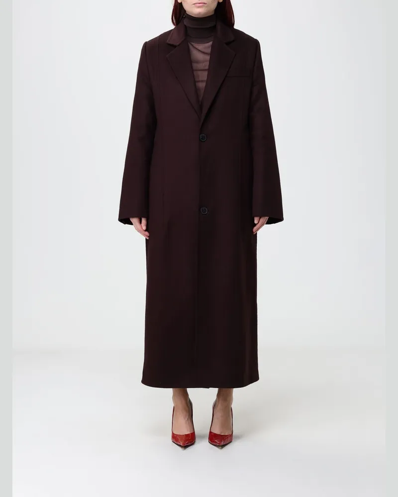Victoria Beckham Langer einreihiger Mantel aus Schurwollmischung Rot