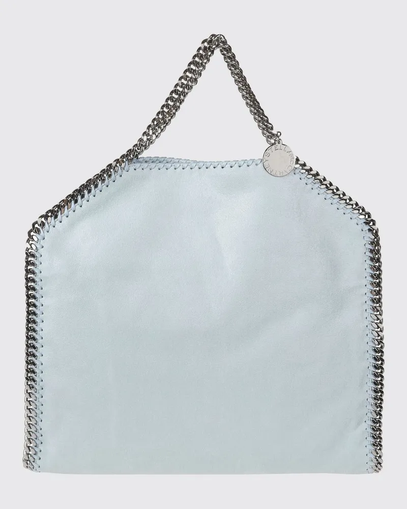 Stella McCartney Große Falabella Tote Bag aus Alter Mat mit Kettenverzierungen Hellblau