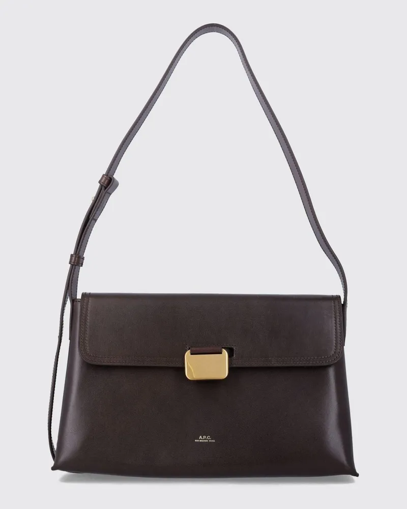 A.P.C. Simone Schultertasche aus glattem Rindsleder mit verstellbarem Riemen Braun