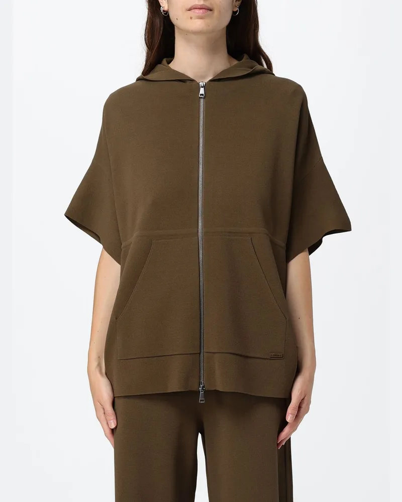 Max Mara Cape mit Kapuze aus Viskose mit Reißverschluss Grün
