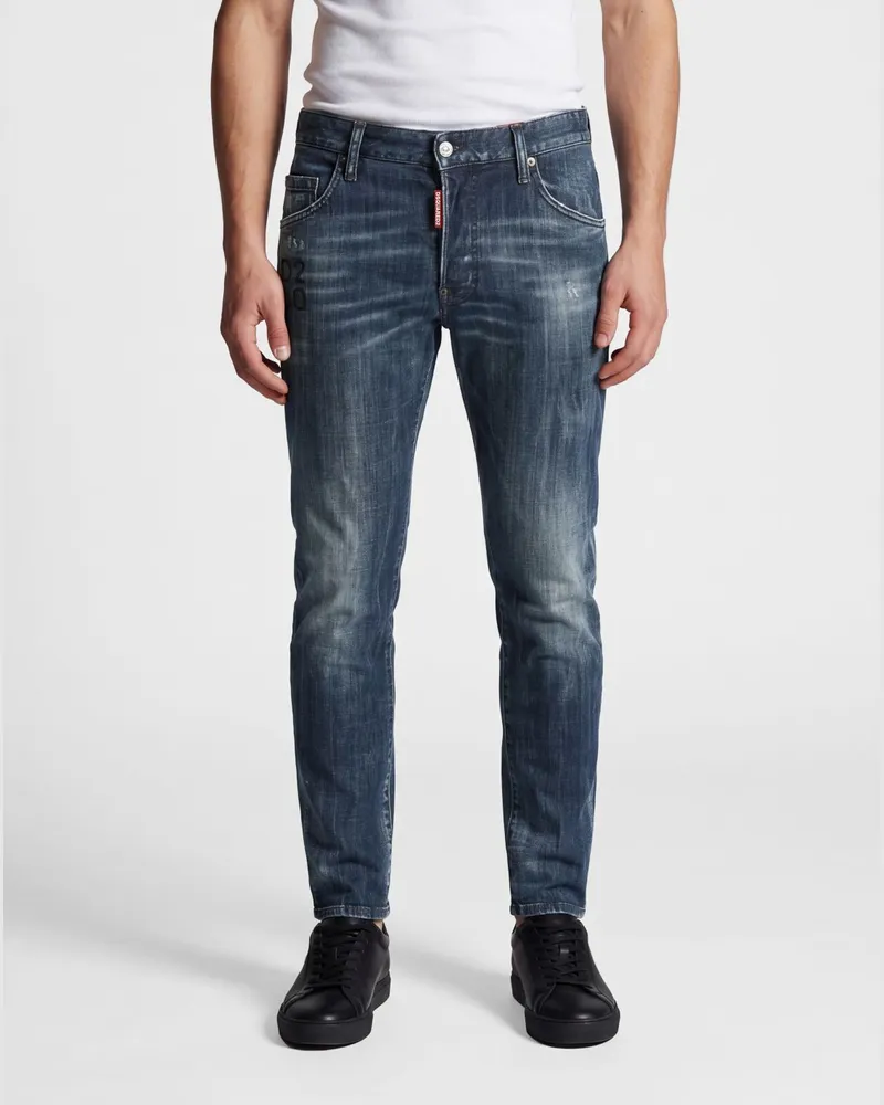 Dsquared2 Skater Slim Fit Jeans aus Distressed-Stretch-Denim Blau