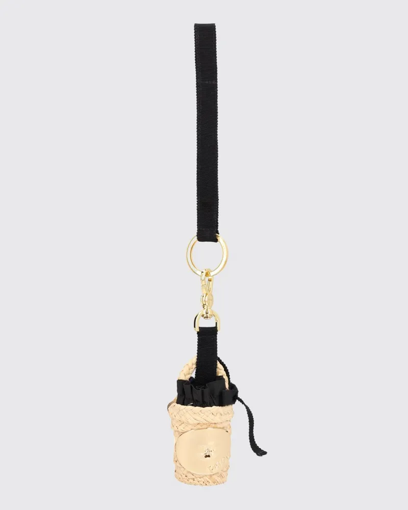 Patou Schlüsselanhänger aus Bast und Leder mit kontrastierendem Logo Beige