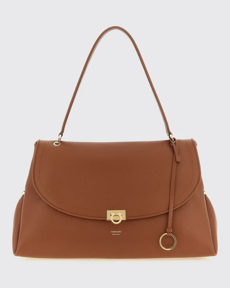 Ferragamo Große Sofia 2026 Schultertasche aus Kalbsleder Braun