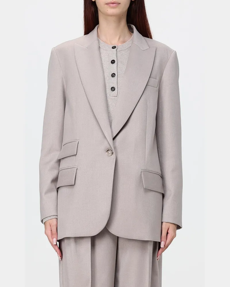 Simona Corsellini Einreihiger Blazer aus Baumwollmischung mit steigendem Revers von Beige