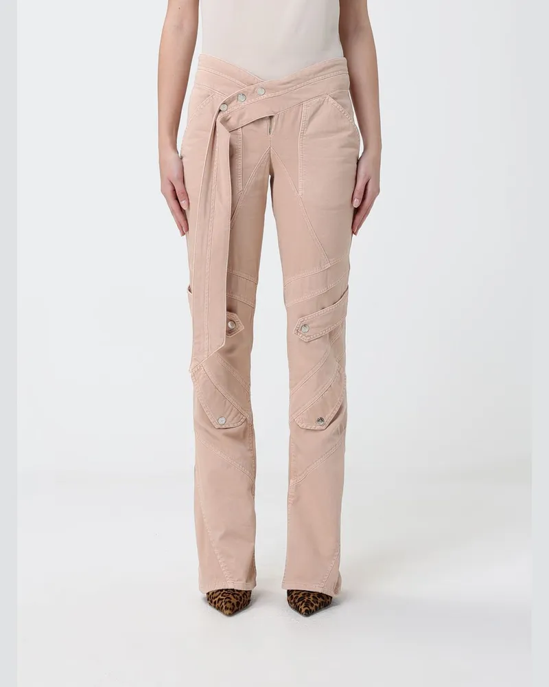 Blumarine Schmal geschnittene Baumwollhose Beige