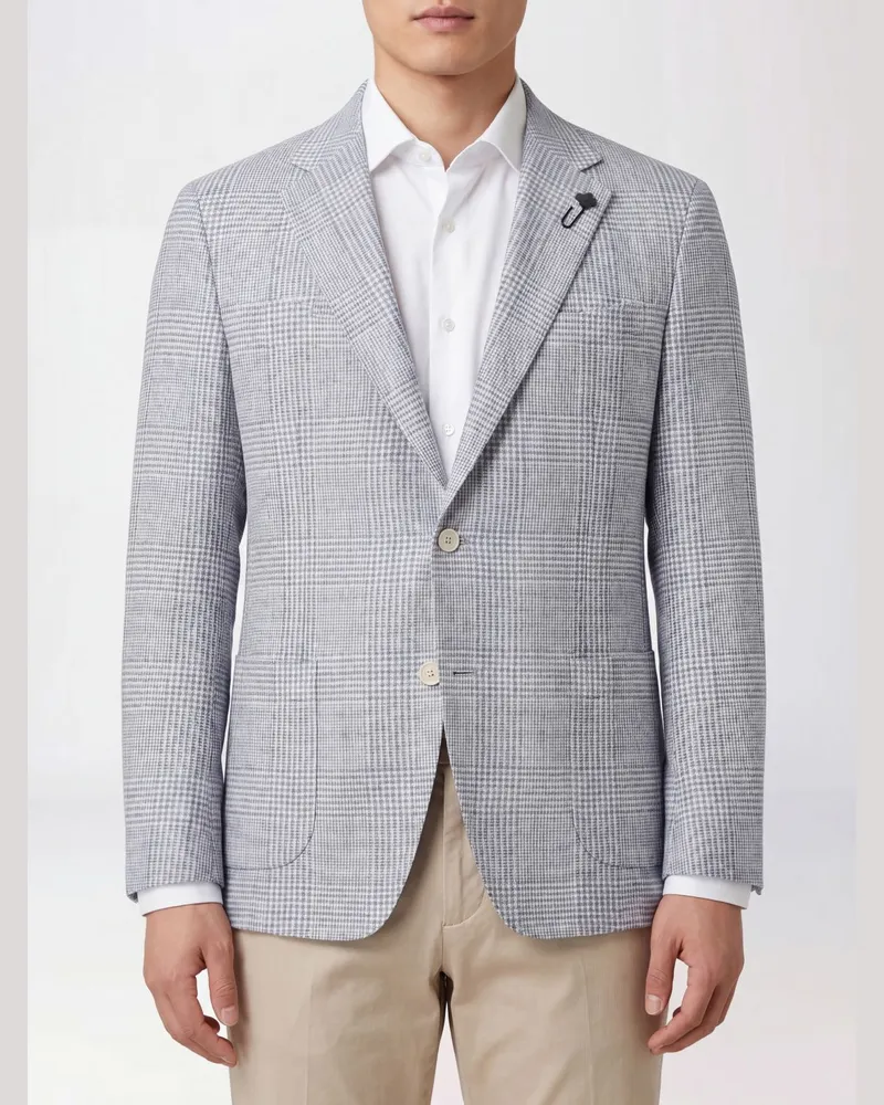 LARDINI Einreihiger Blazer aus Wolle Seide und Leinen Blau