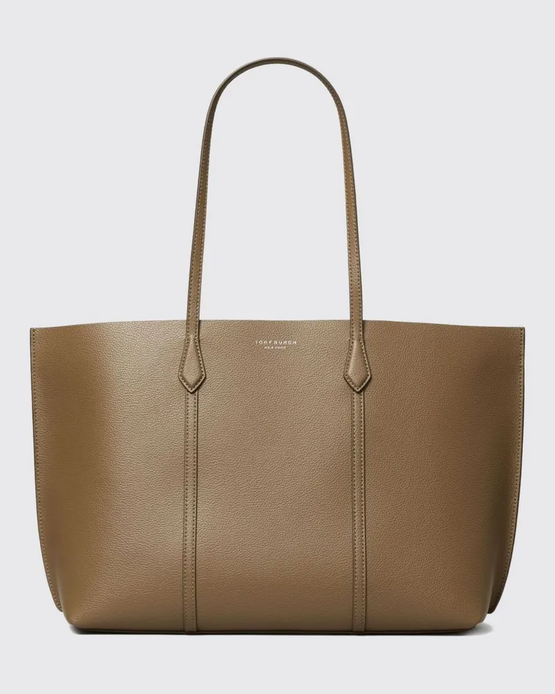 Tory Burch Tote-Bag Perry aus genarbtem Kalbsleder mit Etui Grau