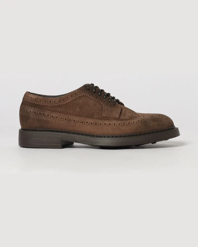 Doucal´s Wildleder-Derby-Schuhe mit Schwalbenschwanz-Brogue-Muster Puder