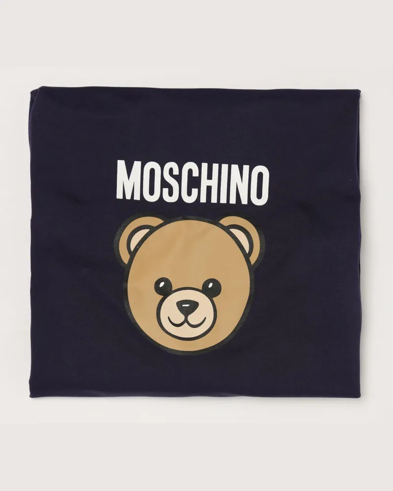 Moschino Babydecke aus Baumwolle mit Logo-Print Blau