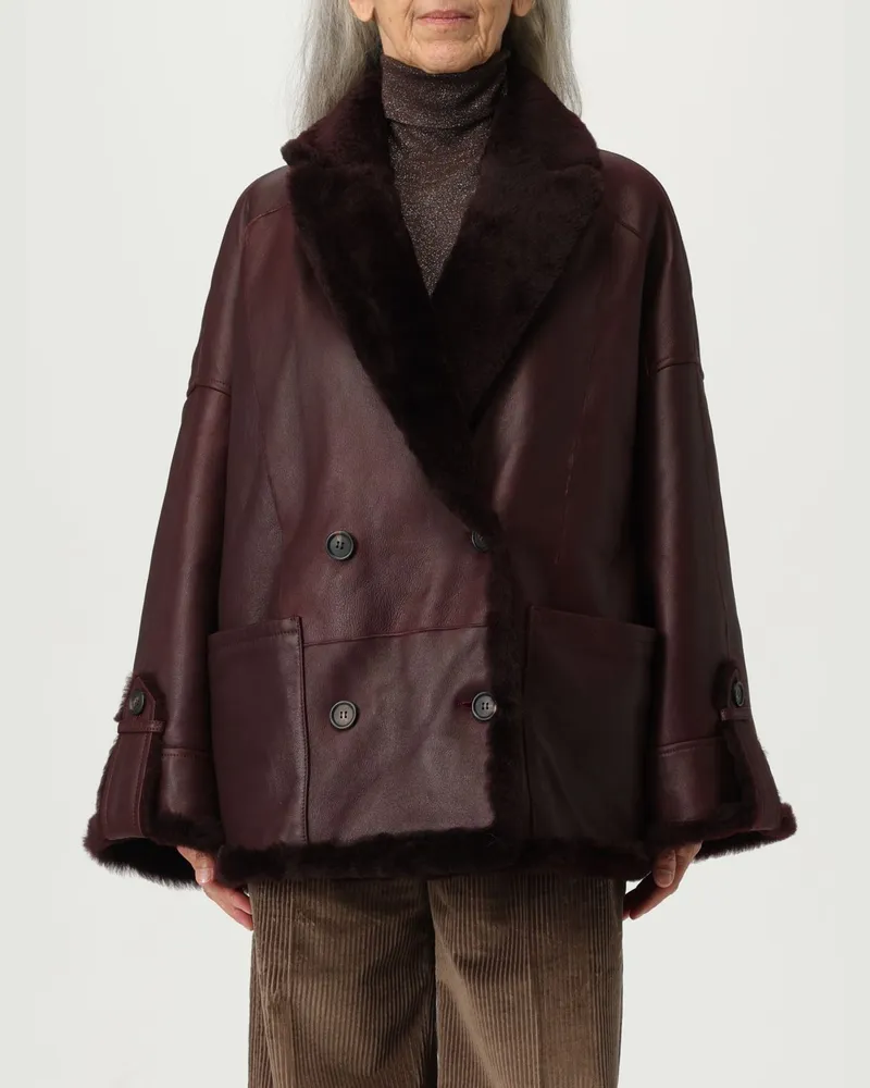 Brunello Cucinelli Pelzmantel damen Burgunderrot