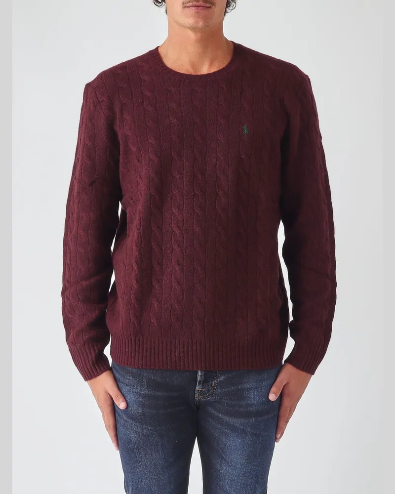 Ralph Lauren Pullover mit Rundhalsausschnitt aus Wolle und Kaschmir mit gesticktem Pony-Logo Burgunderrot
