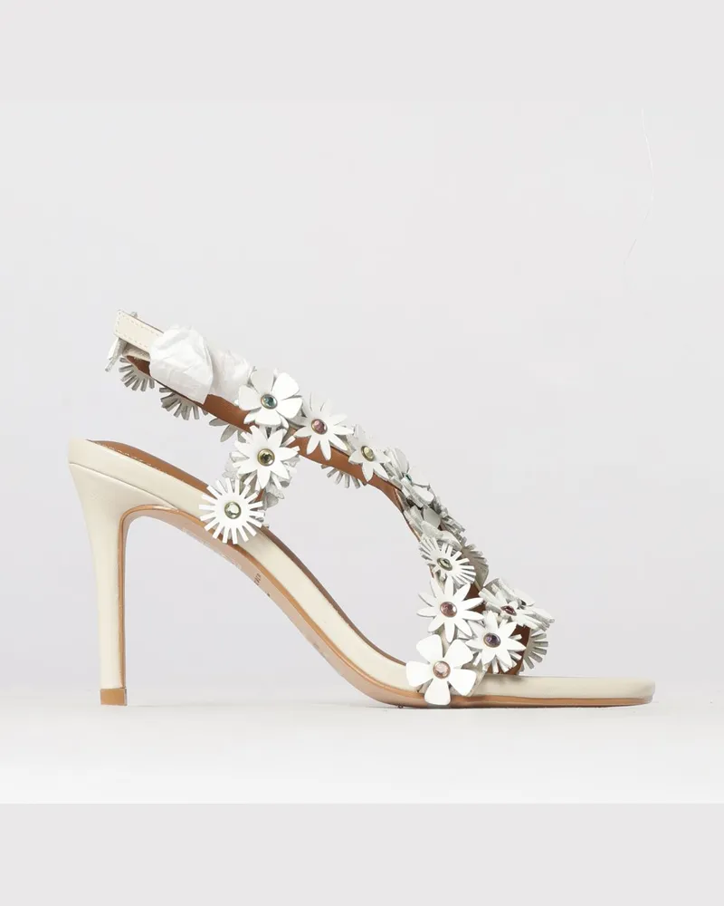 Kurt Geiger Leder Sandale mit Blumen und Strass Weiß