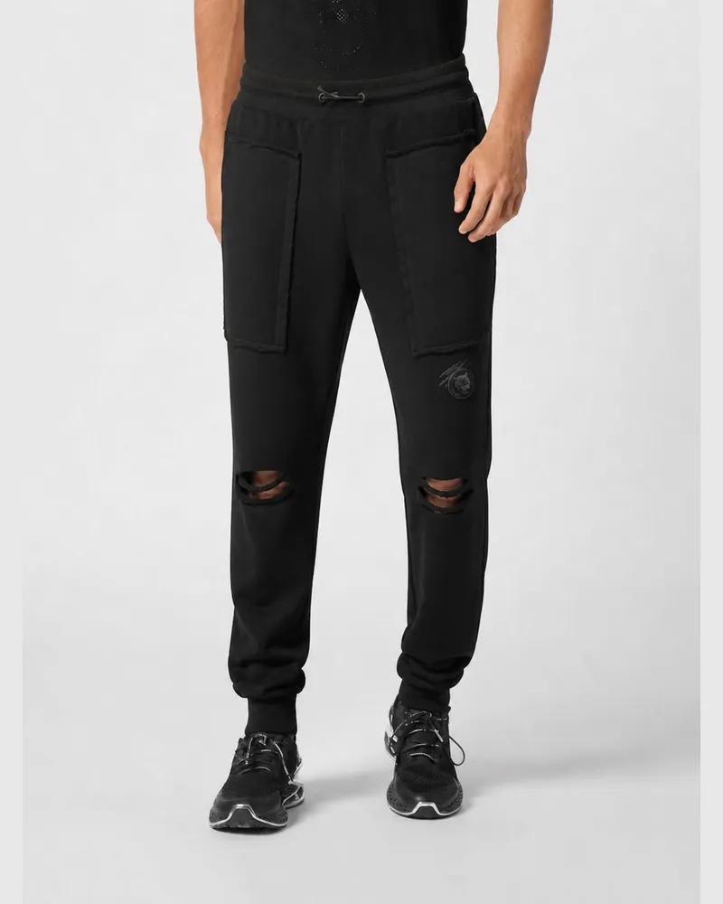 Philipp Plein Jogginghose aus Baumwollmischung mit Kordelzug in der Taille Schwarz