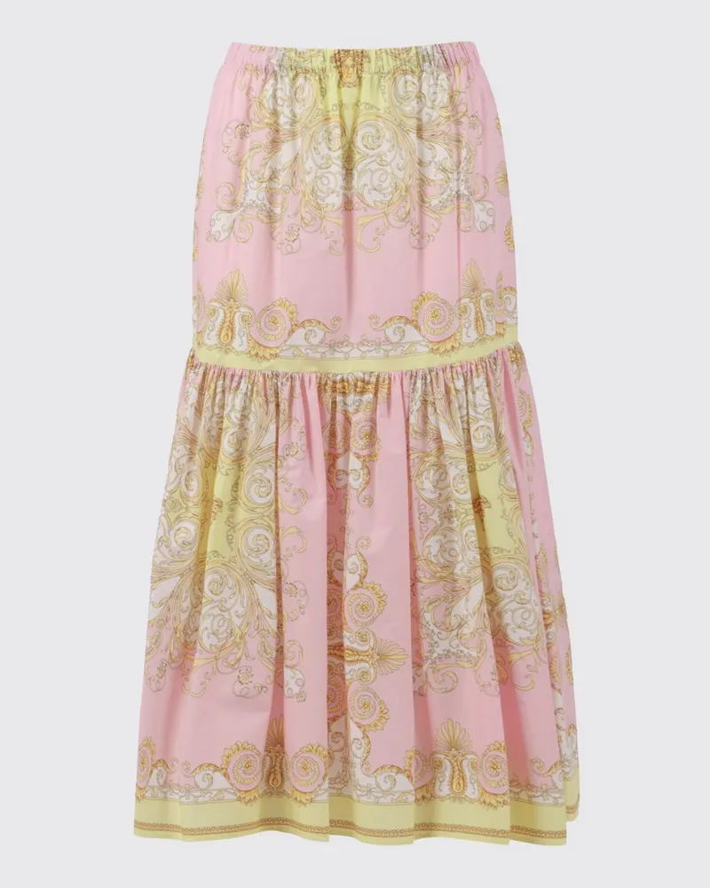 Versace Baumwollrock mit Barock-Print Gelb