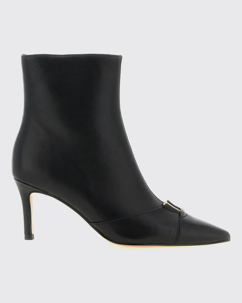 Twin-Set Stiefeletten aus Schafsleder mit Stiletto-Absatz und metallischem Logo Schwarz