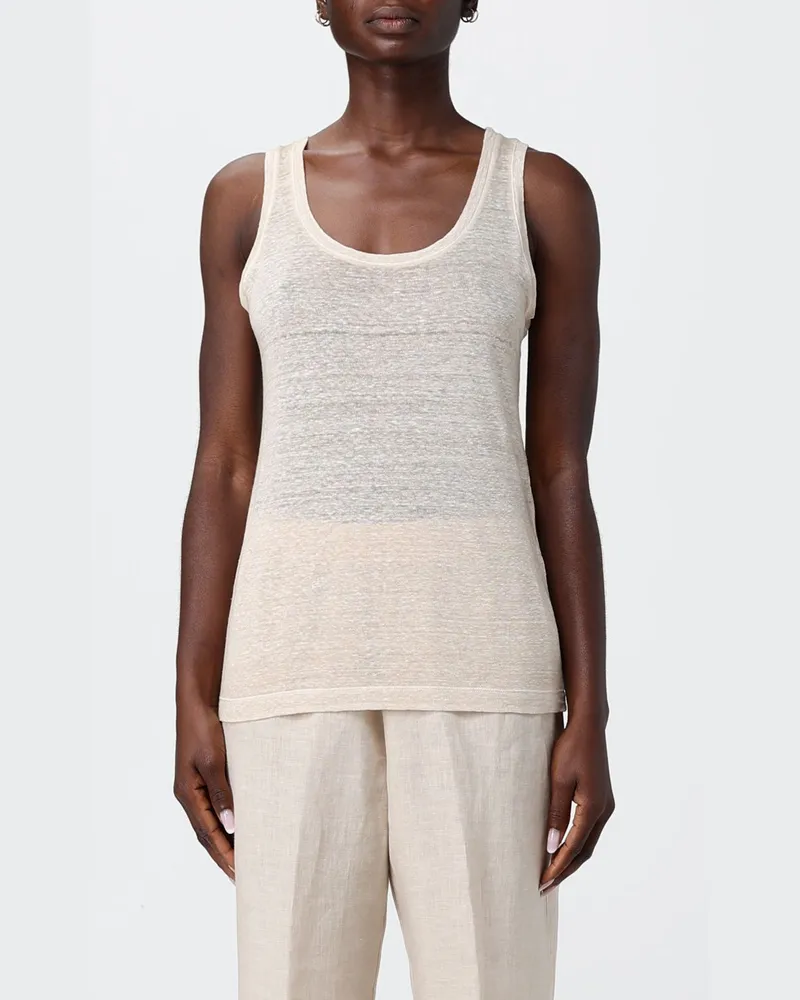 120% Lino Basic Top Ecru