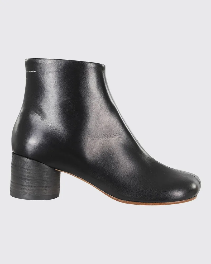 Maison Margiela Anatomic Tabi Lederstiefeletten mit zylindrischem Absatz Schwarz