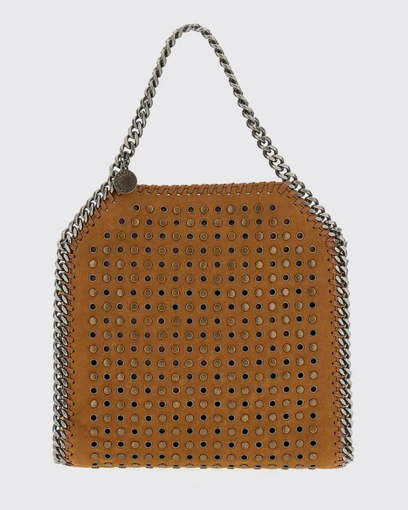 Stella McCartney Kleine Falabella Handtasche aus Alter Mat mit Kettenbesatz Braun
