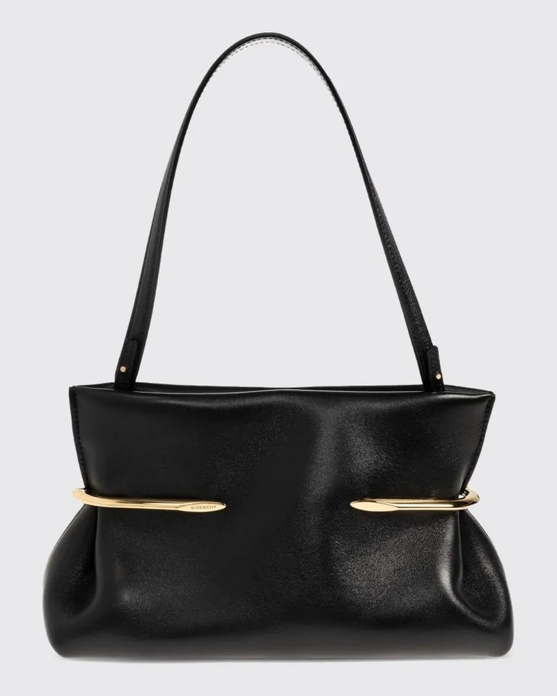 Givenchy Pinch Clutch aus Kalbsnappaleder mit abnehmbarem flachem Griff Schwarz
