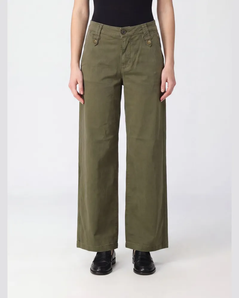 Liu Jo Wide-Leg-Hose aus Stretch-Baumwolle mit mittlerer Taille Grün