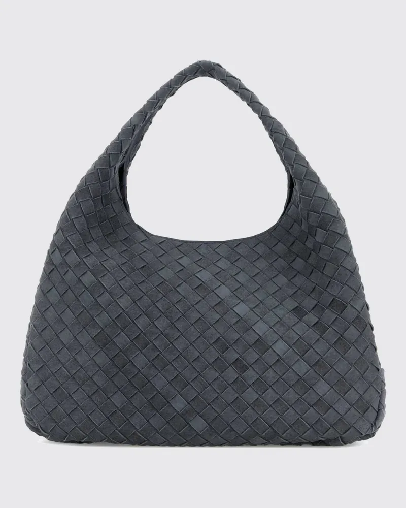 Bottega Veneta Campana Tasche aus geflochtenem Wildleder Grau