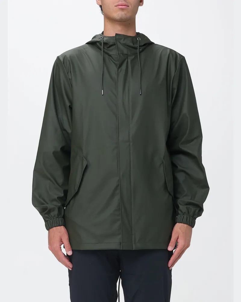 RAINS Kapuzen-Regenmantel aus Polyester Grün