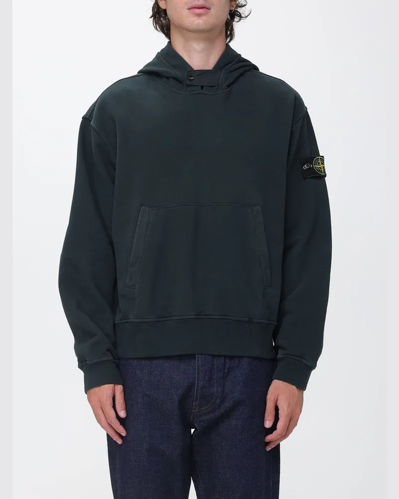 Stone Island Kapuzenpullover aus Baumwolle mit Kängurutasche und Kompass-Logo Grün
