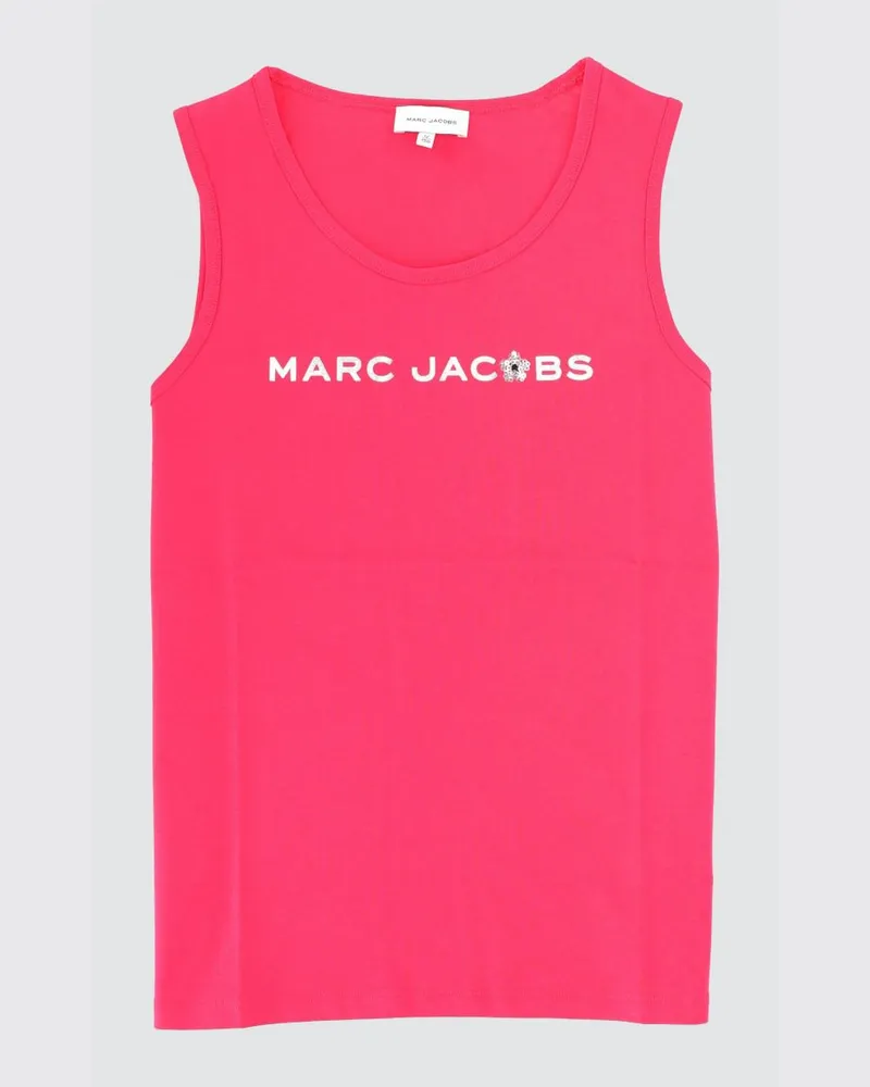 Marc Jacobs Ärmelloses Baumwoll-Top für Mädchen mit kontrastierendem Logo-Print Pink