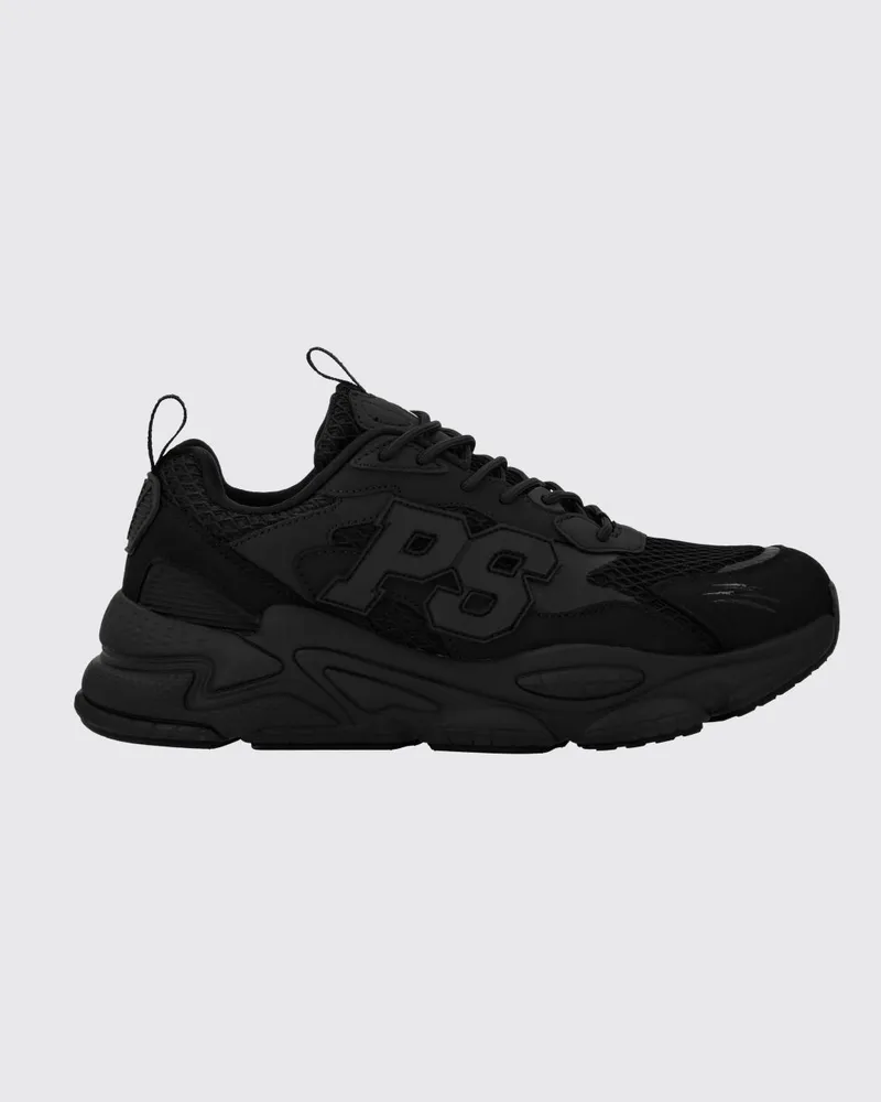Philipp Plein Leder- und Mesh-Low-Top-Sneakers mit Kontrast-Monogramm Schwarz