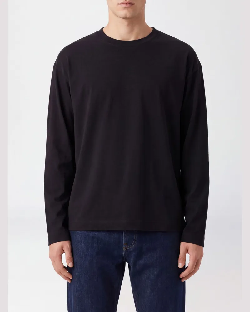 Dries van Noten Langärmeliges Baumwoll-T-Shirt in Relaxed Fit Schwarz