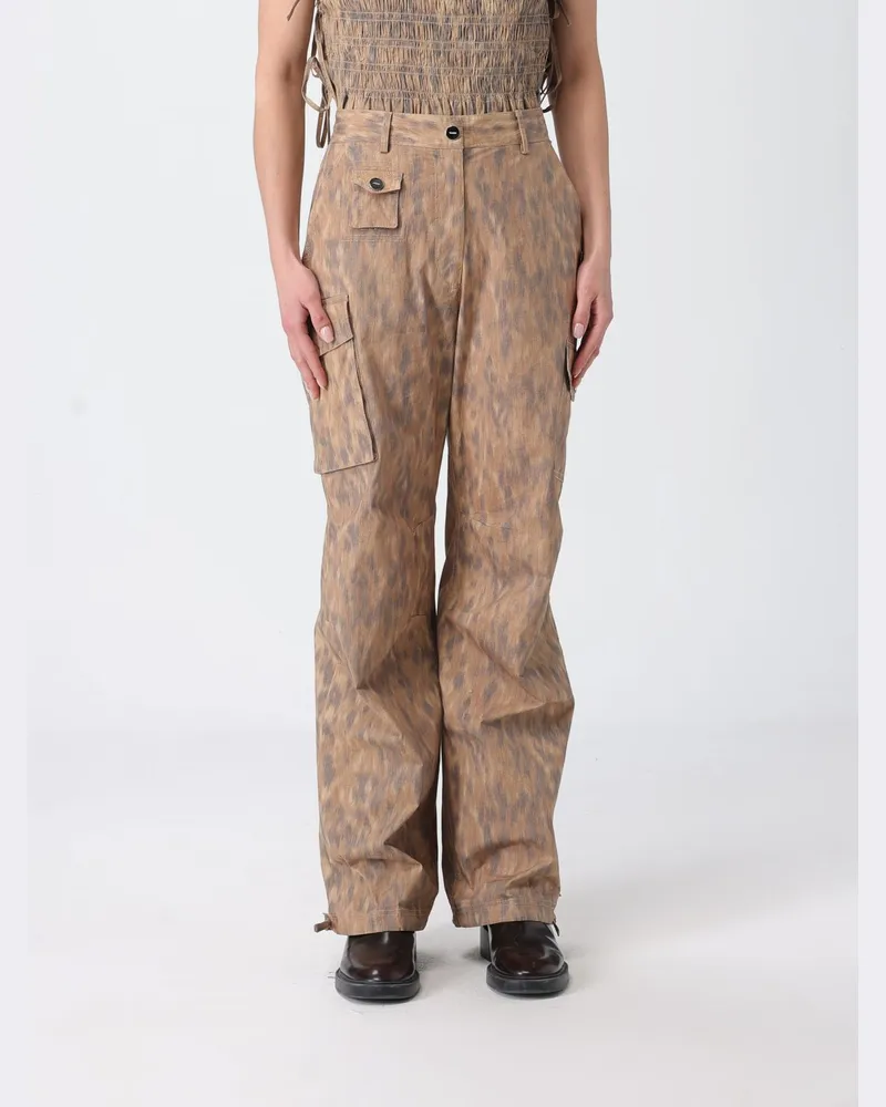 Ganni Cargo-Hose aus Bio-Baumwolle mit Animal-Print Beige