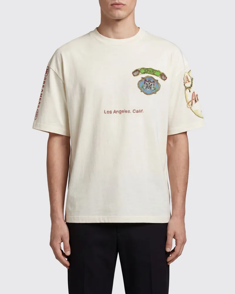 Amiri Baumwoll-T-Shirt von mit Vintage-Grafikdruck und Kontrastlogo Ivory