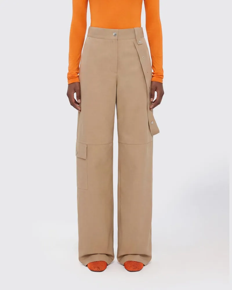 MSGM High-Waist Wide-Leg Cargo-Hose aus Baumwolle Beige
