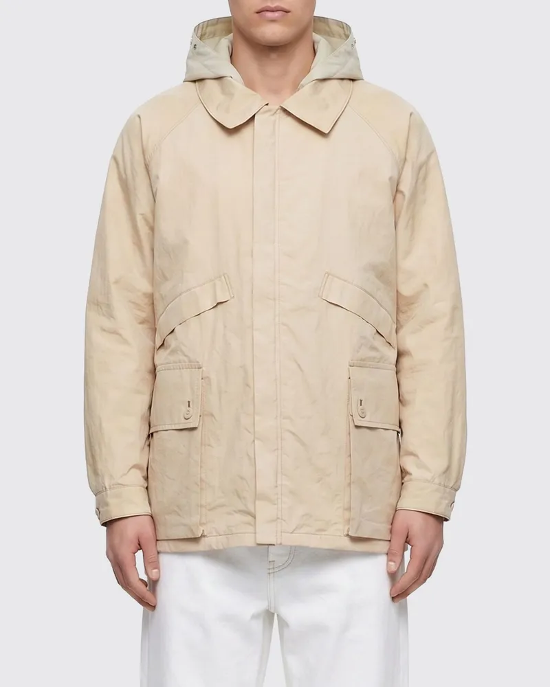 Christophe Lemaire Leichte Kapuzenjacke von aus gewachstem Leinen mit verdecktem Reißverschluss Beige