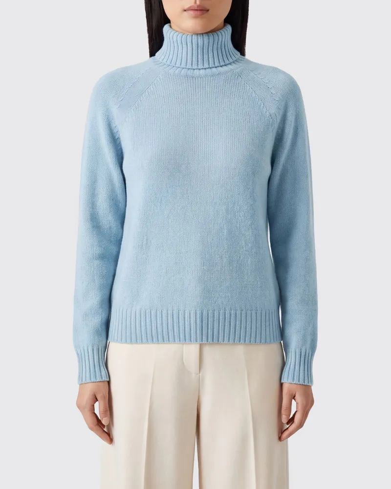 Drumohr  Rollkragenpullover aus Lammwolle mit überschnittenen Schultern Himmelblau
