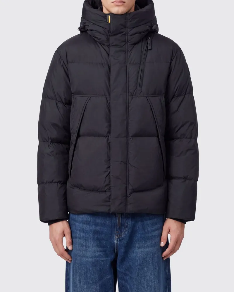 Parajumpers Kurze gesteppte Nylon-Daunenjacke mit Kapuze und Trichterkragen Schwarz