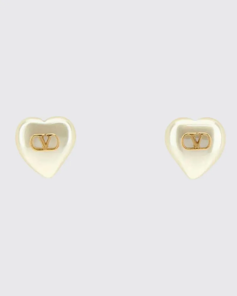 Valentino Garavani Herzförmige VLogo Signature Ohrstecker aus Messing mit Perlen und Kristallen Gold
