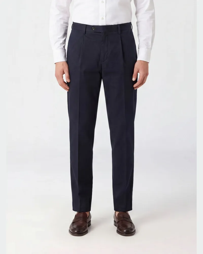 Briglia 1949 Slim-Fit Anzughose aus Baumwoll-Leinen-Mischung mit schrägen Taschen Blau