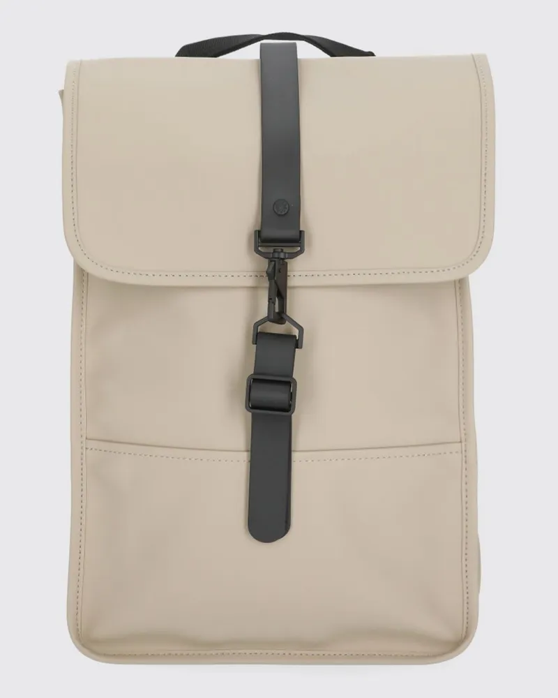 RAINS Wasserdichter Rucksack aus gummiertem Stoff Beige
