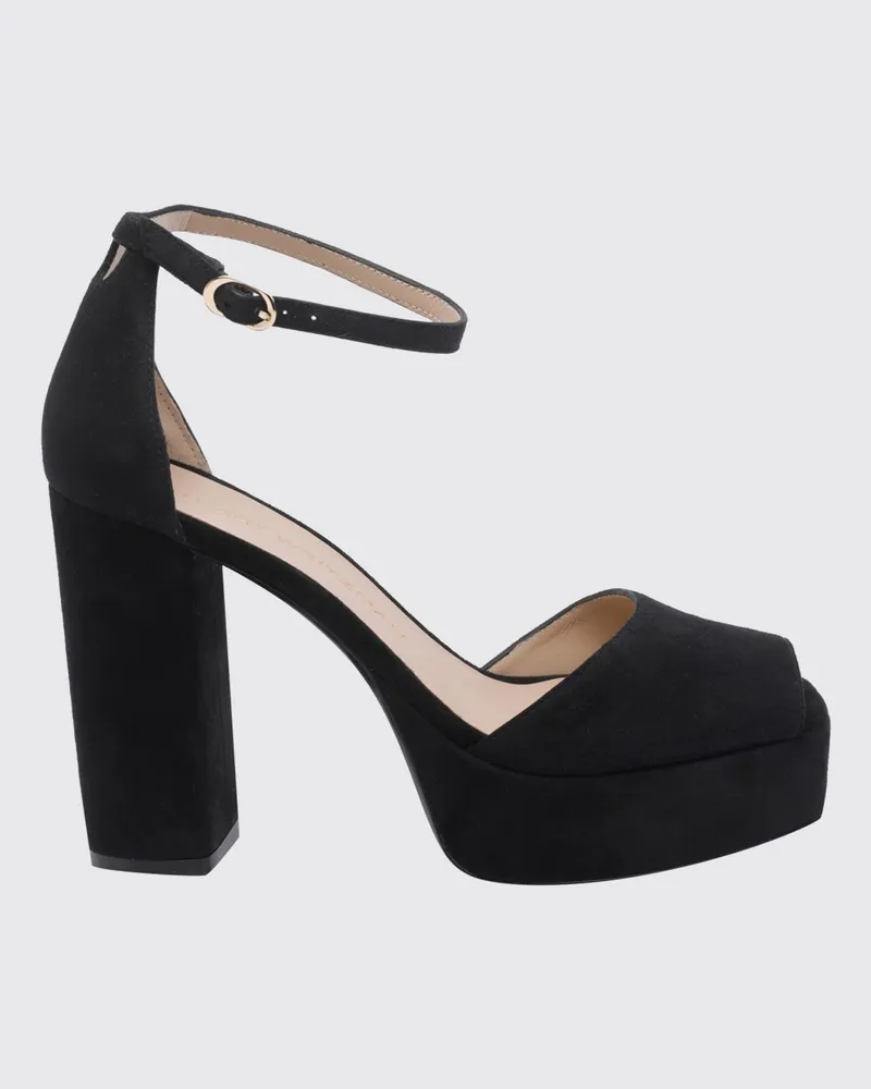 Stuart Weitzman Wildleder-Sandalen von mit Plateau und hohem Blockabsatz Schwarz