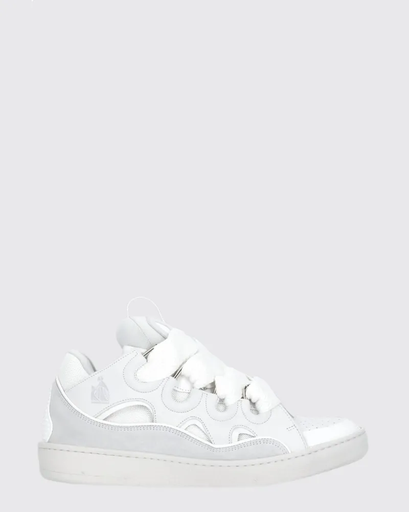 Lanvin Curb Wildleder- und Mesh-Sneakers Weiß