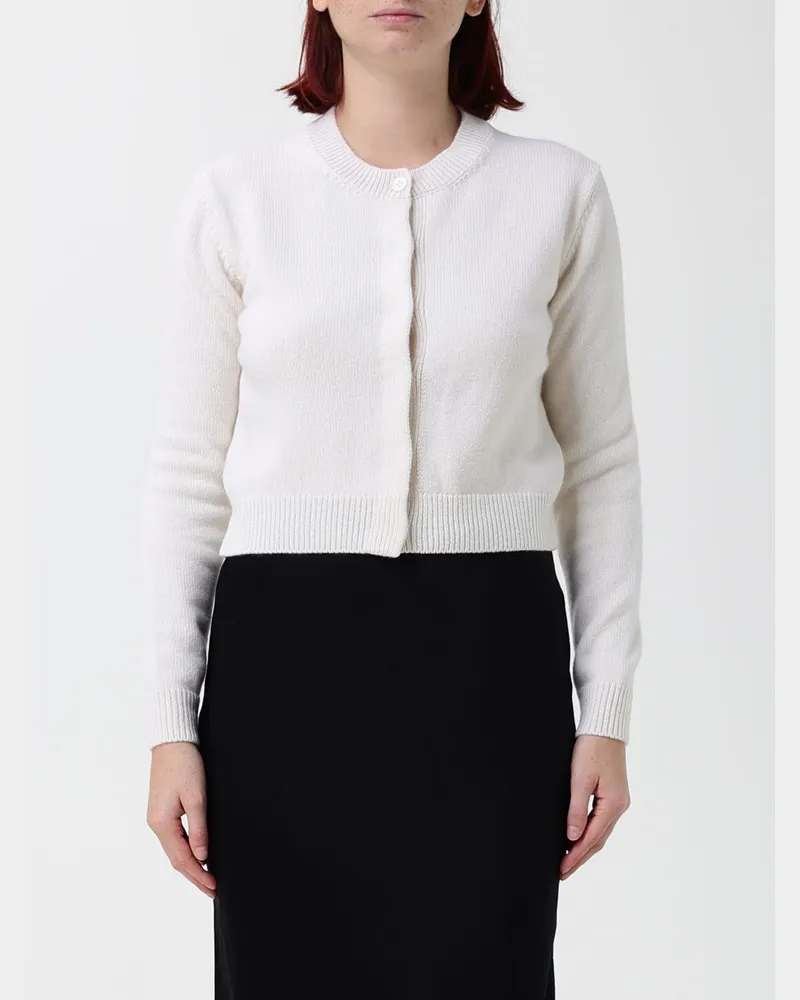 Fiorucci Cardigan mit Rundhalsausschnitt aus Merinowolle und Kaschmir mit Knöpfen Weiß