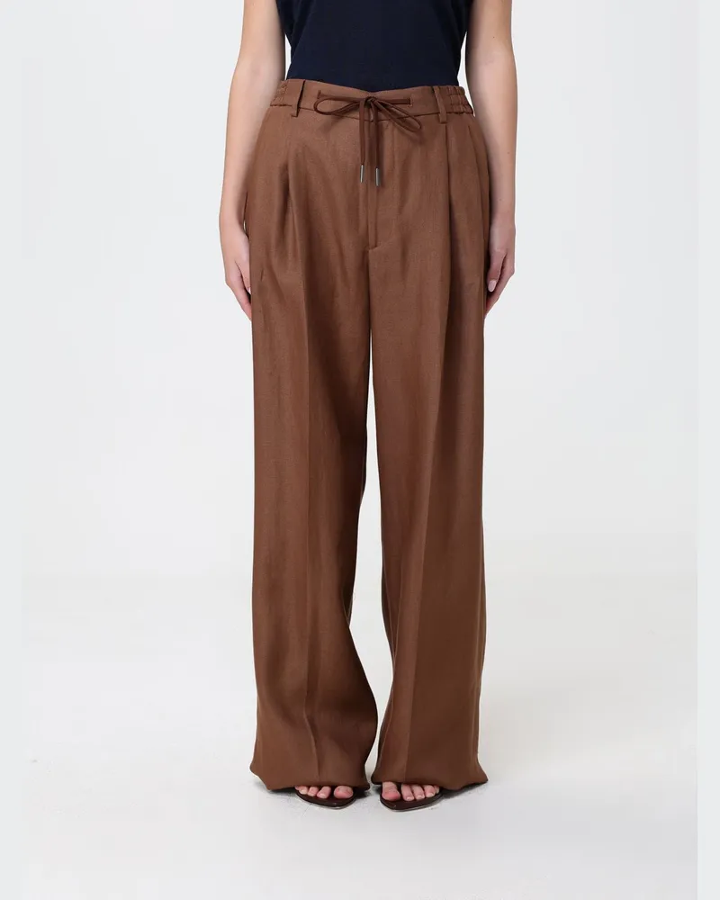Tagliatore Leinenhose mit weitem Bein Braun