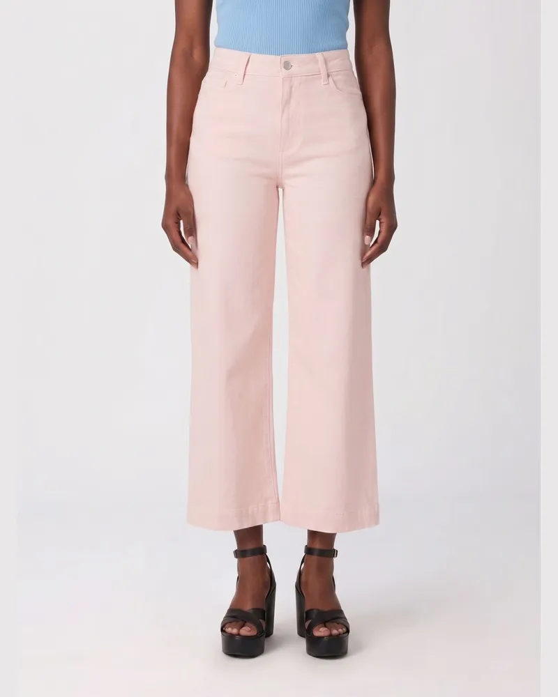 Paige Hoch taillierte Straight Cropped Jeans Anessa aus Baumwolldenim Pink