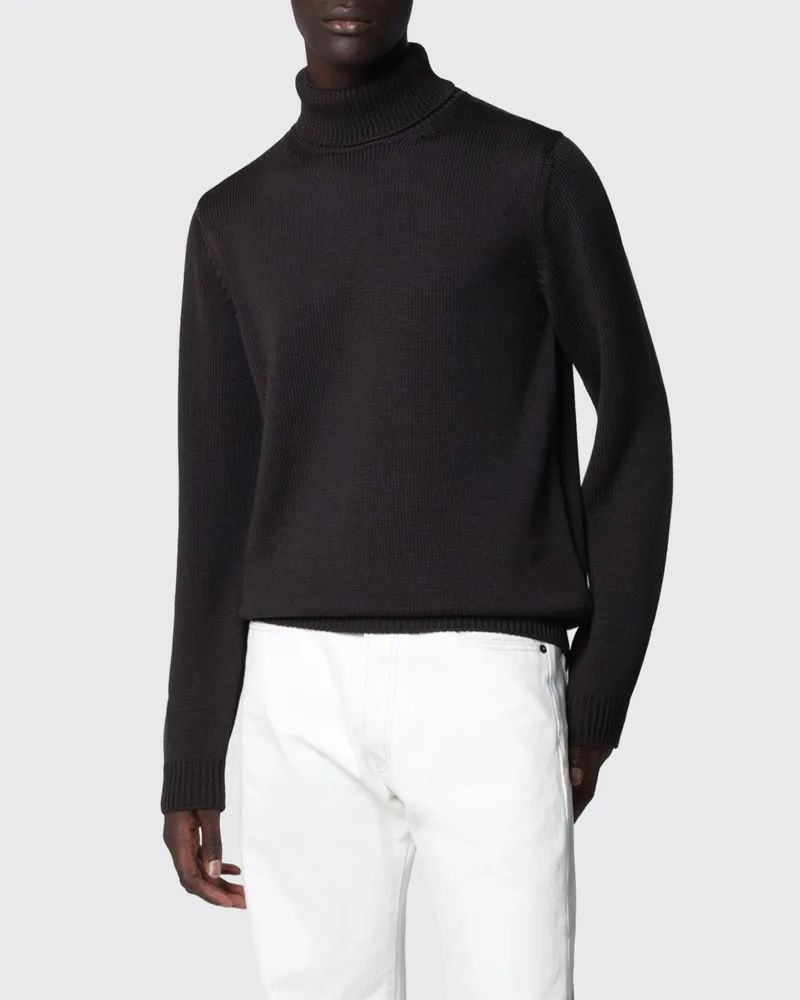 Roberto Collina Rollkragenpullover aus reiner Wolle mit Rippbündchen Braun