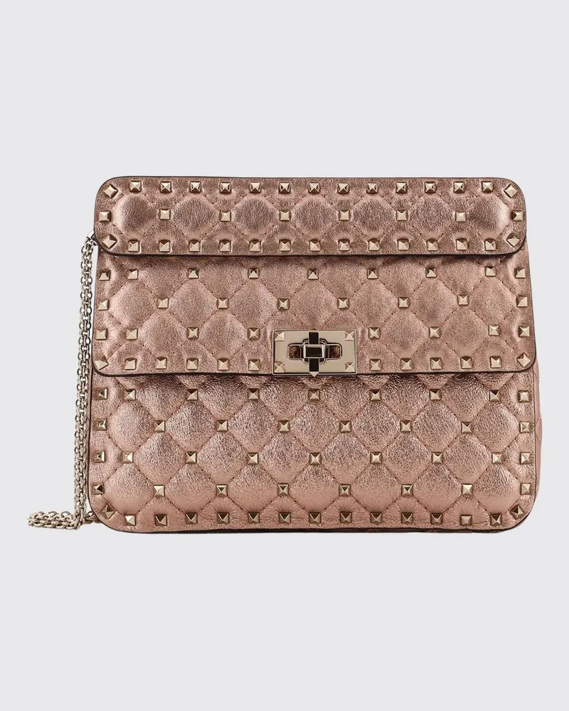 Valentino Garavani Rockstud Spike Tasche aus Matelassé-Leder mit Kettenriemen Pink