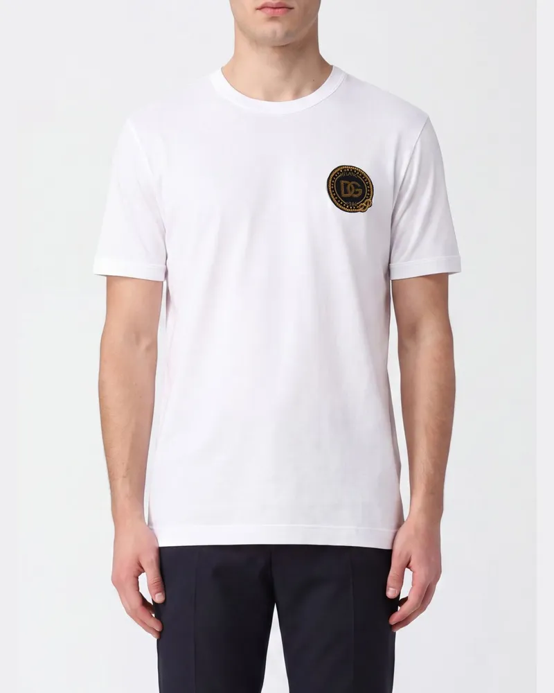 Dolce & Gabbana DOLCE  GABBANA Slim-Fit-T-Shirt Dolce & Gabbana aus Baumwolle mit DG-Monogramm Weiß