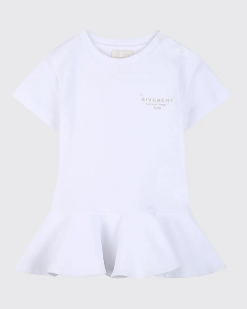 Givenchy Mädchen-T-Shirt-Kleid aus Baumwolle mit Kontrastlogo Weiß